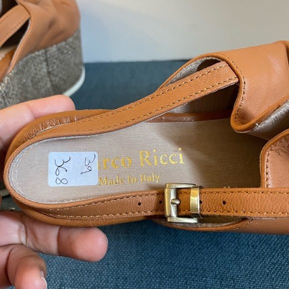 Marco Ricci Wrinkle Vamp Platform Slingback Wedge size 39 - Picture 9 of 12